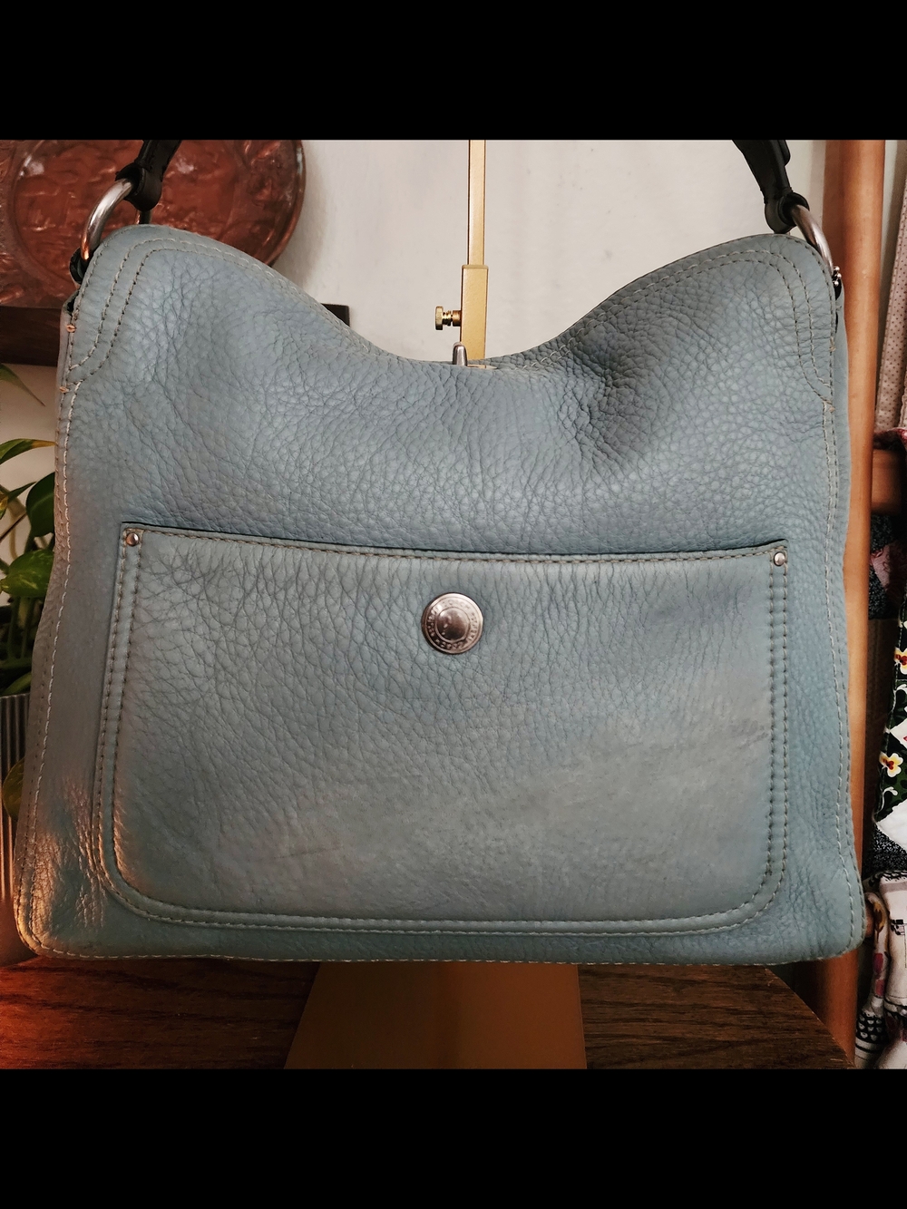 Vintage Coach Chelsea Pebbled Leather Hobo Bag + Wallet Set 🩵🤎